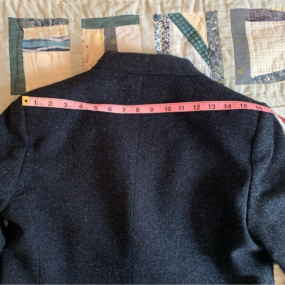 Massimo Dutti Blazer Navy Textured Tweed - Picture 7 of 7